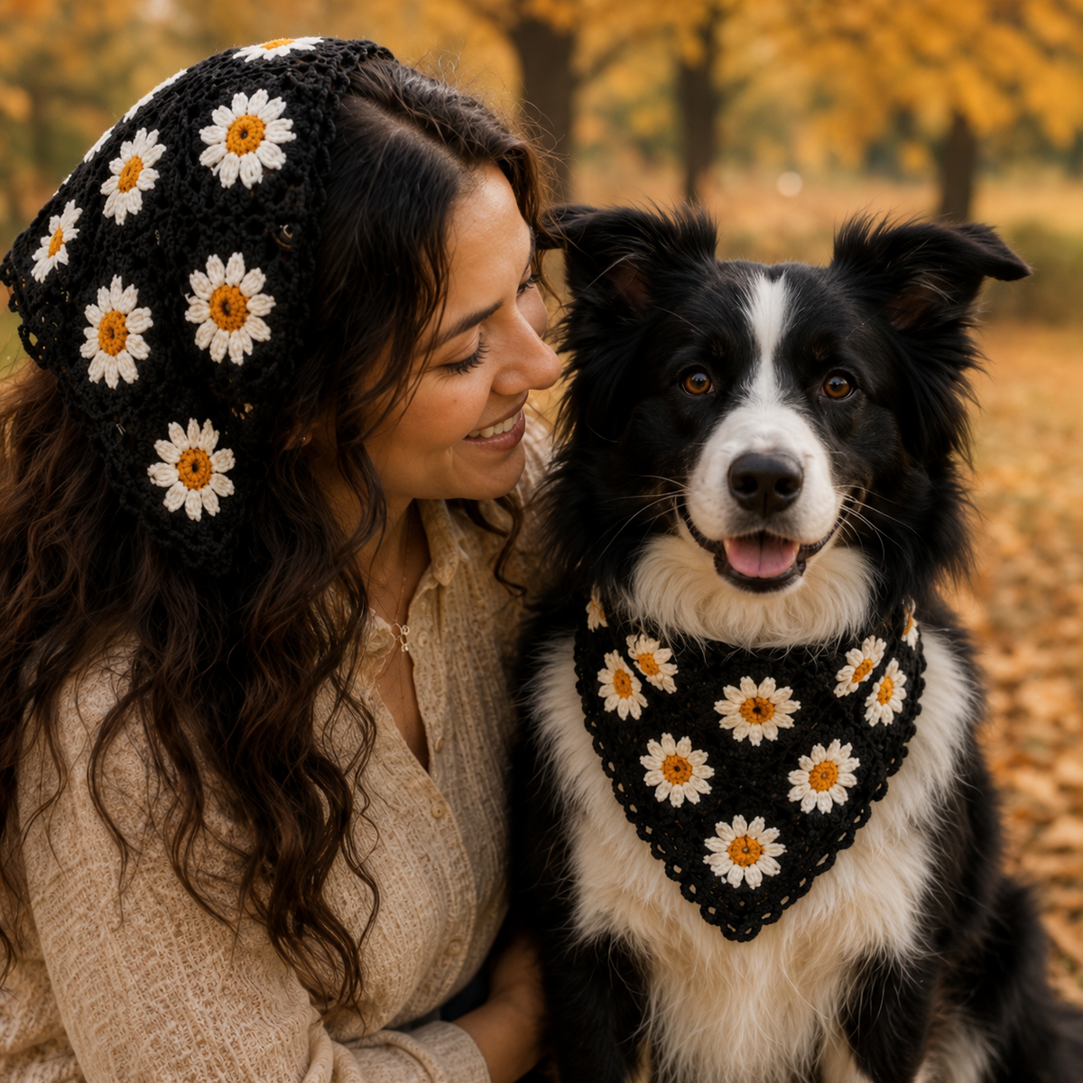 Crochet Dog Bandana Pattern, Sunflower Dog Bandana PDF, Pet Scarf Crochet Pattern, Puppy Bandana DIY, Dog Lover Gift, Instant Download