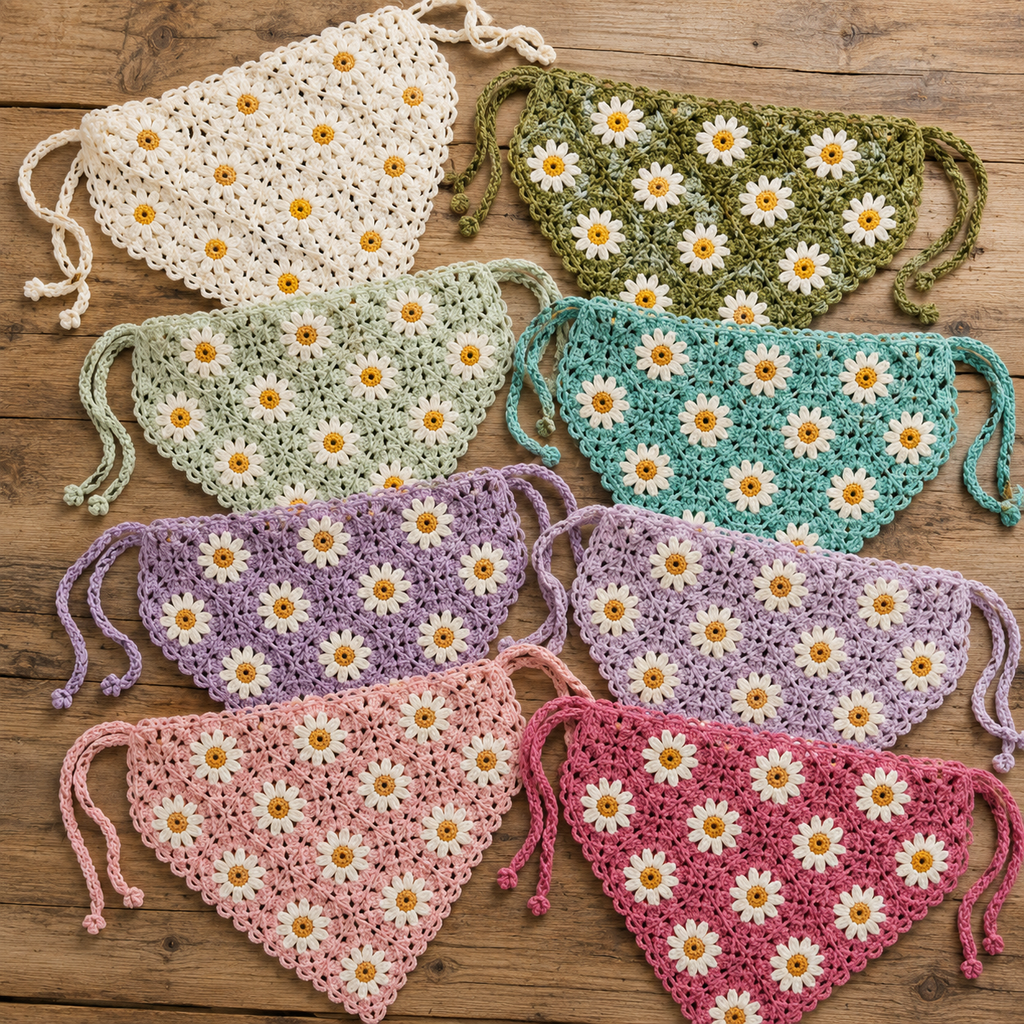 Crochet Dog Bandana Pattern, Sunflower Dog Bandana PDF, Pet Scarf Crochet Pattern, Puppy Bandana DIY, Dog Lover Gift, Instant Download