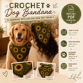 Crochet Dog Bandana Pattern, Sunflower Dog Bandana PDF, Pet Scarf Crochet Pattern, Puppy Bandana DIY, Dog Lover Gift, Instant Download