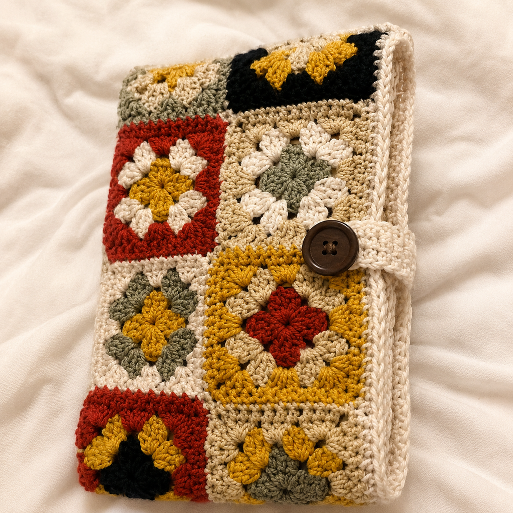 Crochet Journal Cover Pattern, Floral Granny Square Journal Cozy PDF, Crochet Notebook Cover, Book Sleeve Pattern, DIY Gift, Instant Download
