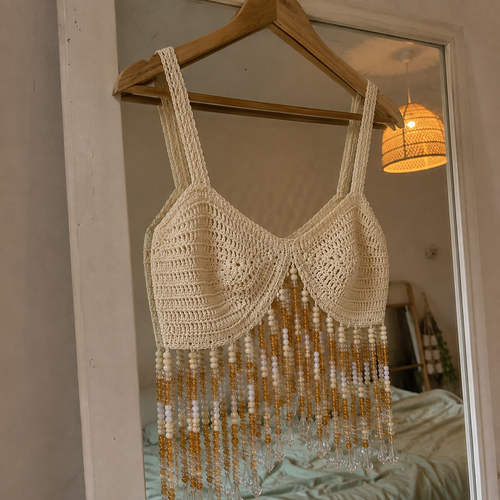 Beaded Crochet Top Pattern, Boho Crochet Crop Top PDF, Festival Top Pattern, Crochet Bralette Pattern, Summer Crochet Top, DIY Clothing