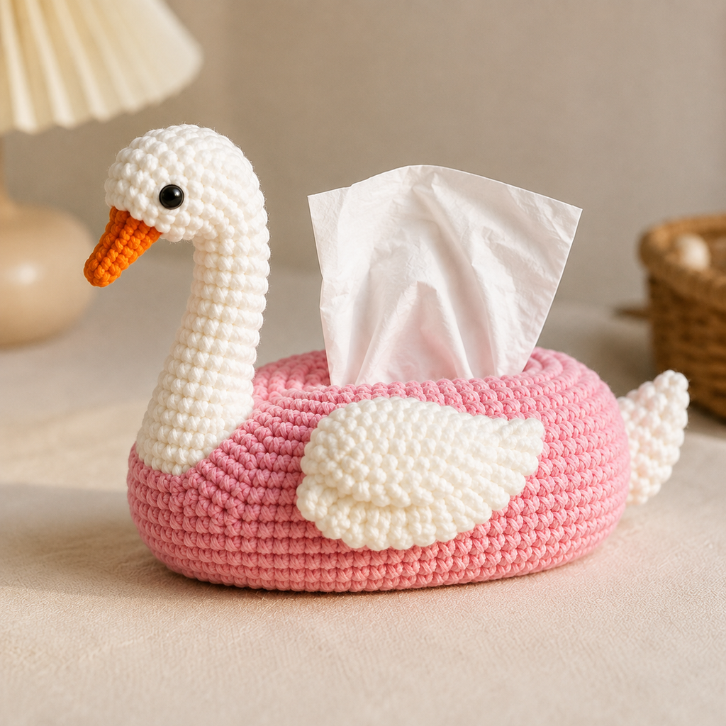 Swan Crochet Tissue Holder Pattern, Crochet Swan Tissue Cover, Swan Tissue Box Pattern, Crochet Home Decor, DIY Tissue Holder PDF