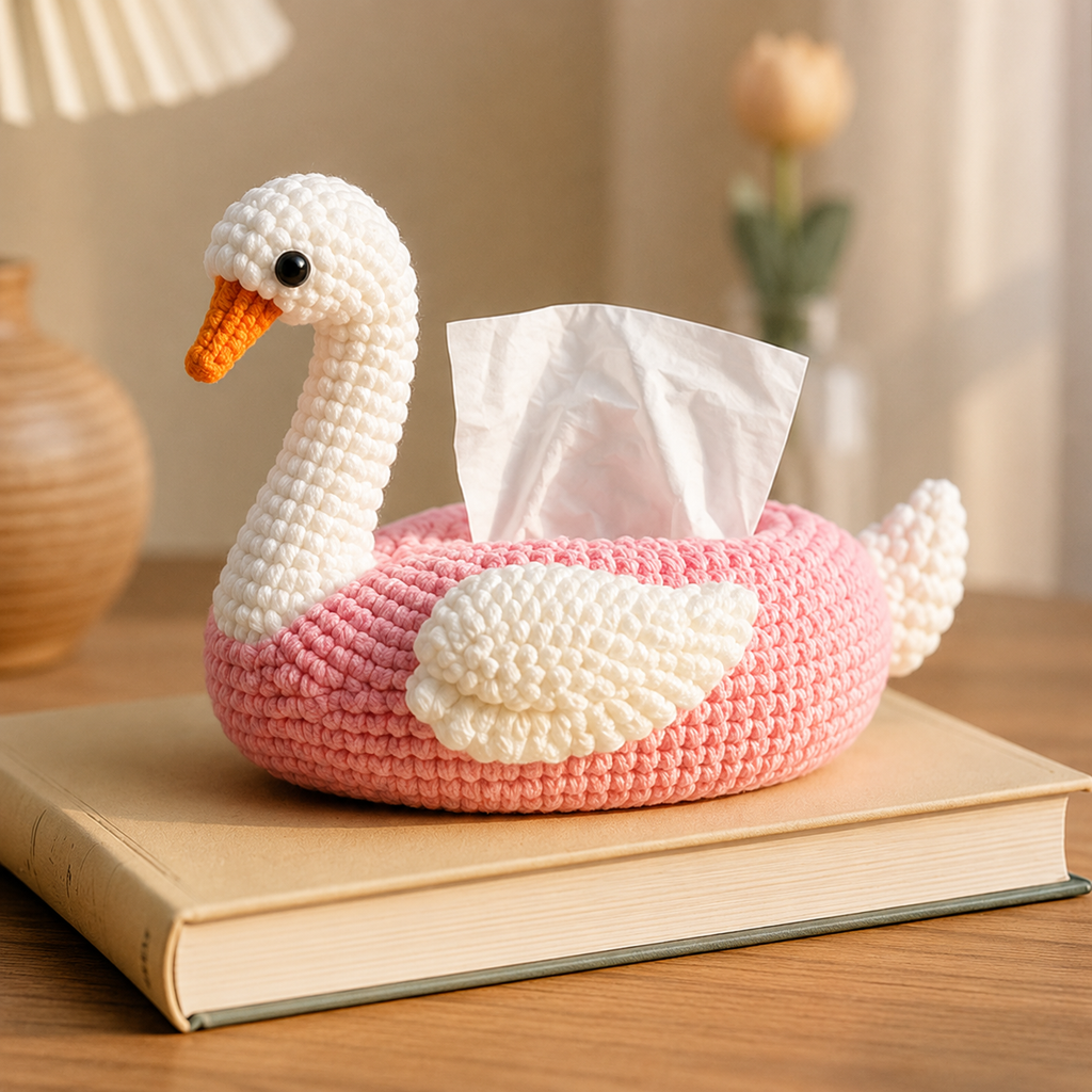 Swan Crochet Tissue Holder Pattern, Crochet Swan Tissue Cover, Swan Tissue Box Pattern, Crochet Home Decor, DIY Tissue Holder PDF
