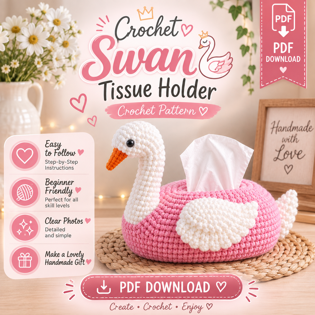 Swan Crochet Tissue Holder Pattern, Crochet Swan Tissue Cover, Swan Tissue Box Pattern, Crochet Home Decor, DIY Tissue Holder PDF