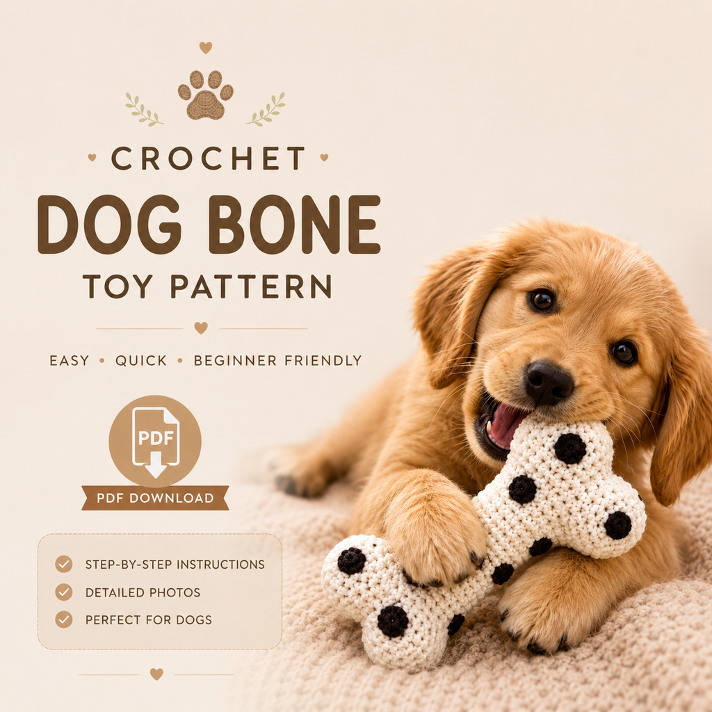 Crochet Dog Bone Pattern, Crochet Dog Toy Pattern, Dog Bone Crochet Pattern, DIY Pet Toy, Crochet Pet Toy PDF, Dog Lover Gift, Instant Download