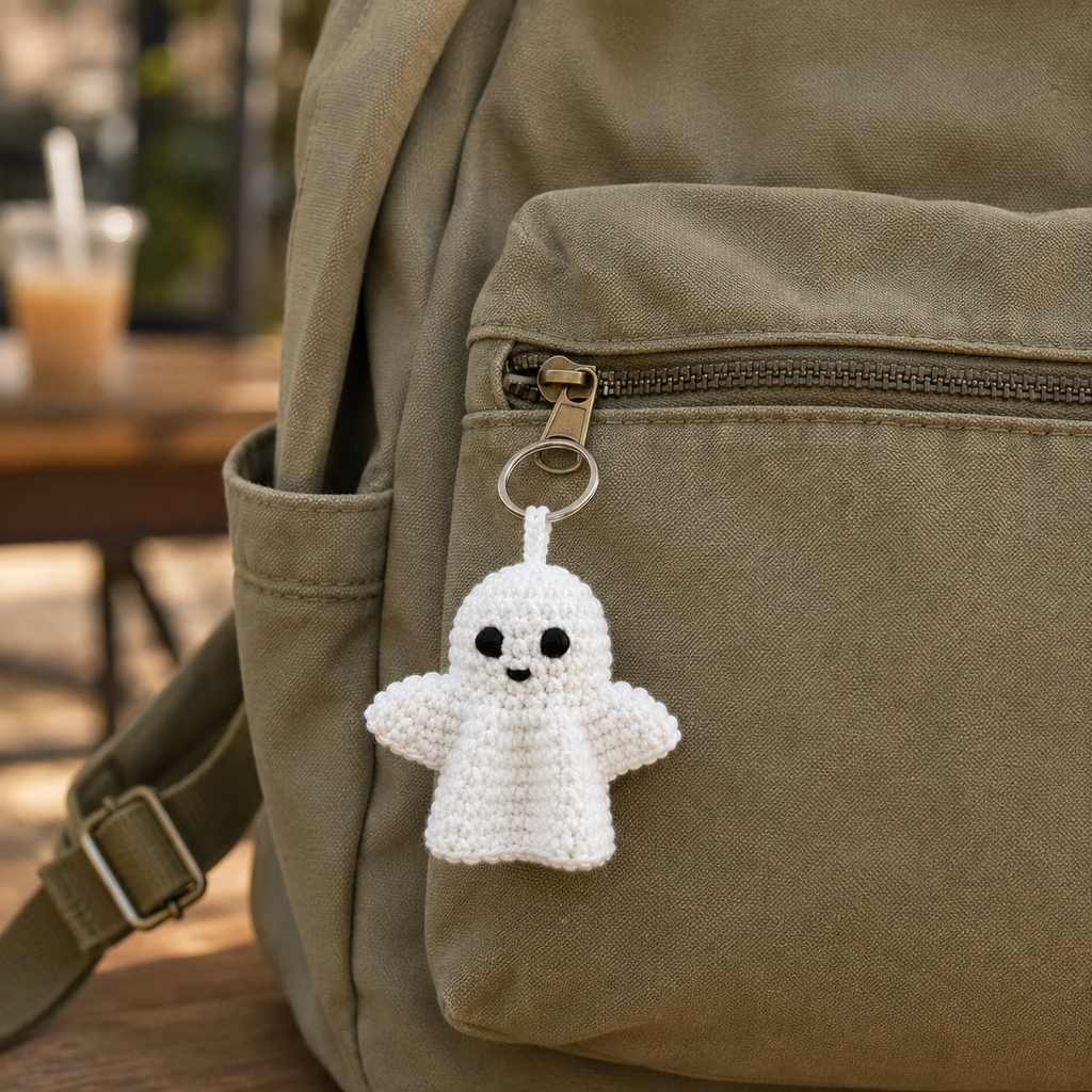 Ghost Crochet Keychain Pattern PDF | Cute Halloween Amigurumi Keyring | Easy Crochet Pattern | Instant Digital Download