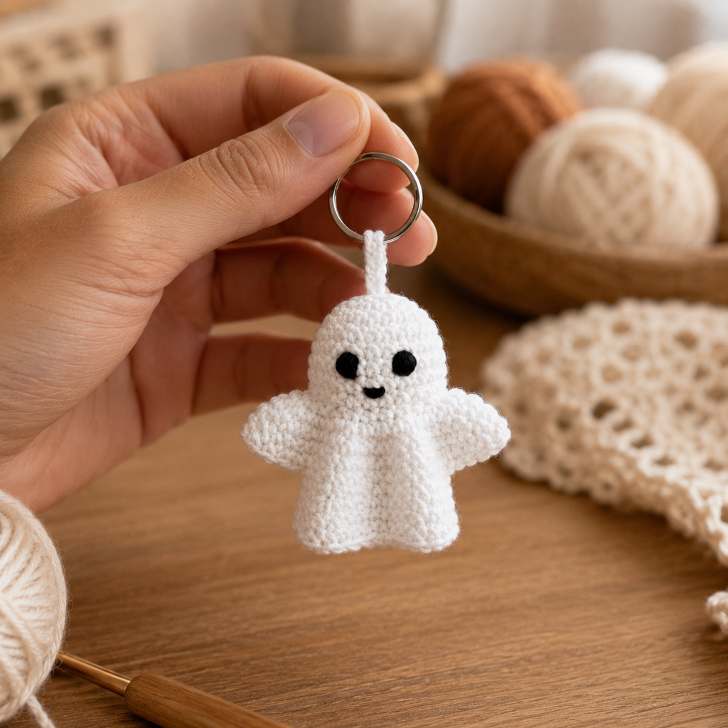Ghost Crochet Keychain Pattern PDF | Cute Halloween Amigurumi Keyring | Easy Crochet Pattern | Instant Digital Download