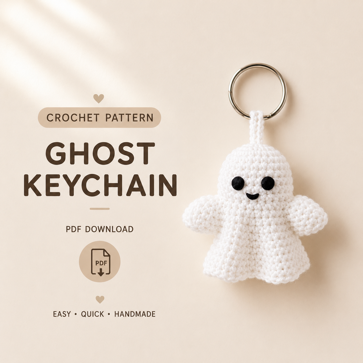 Ghost Crochet Keychain Pattern PDF | Cute Halloween Amigurumi Keyring | Easy Crochet Pattern | Instant Digital Download