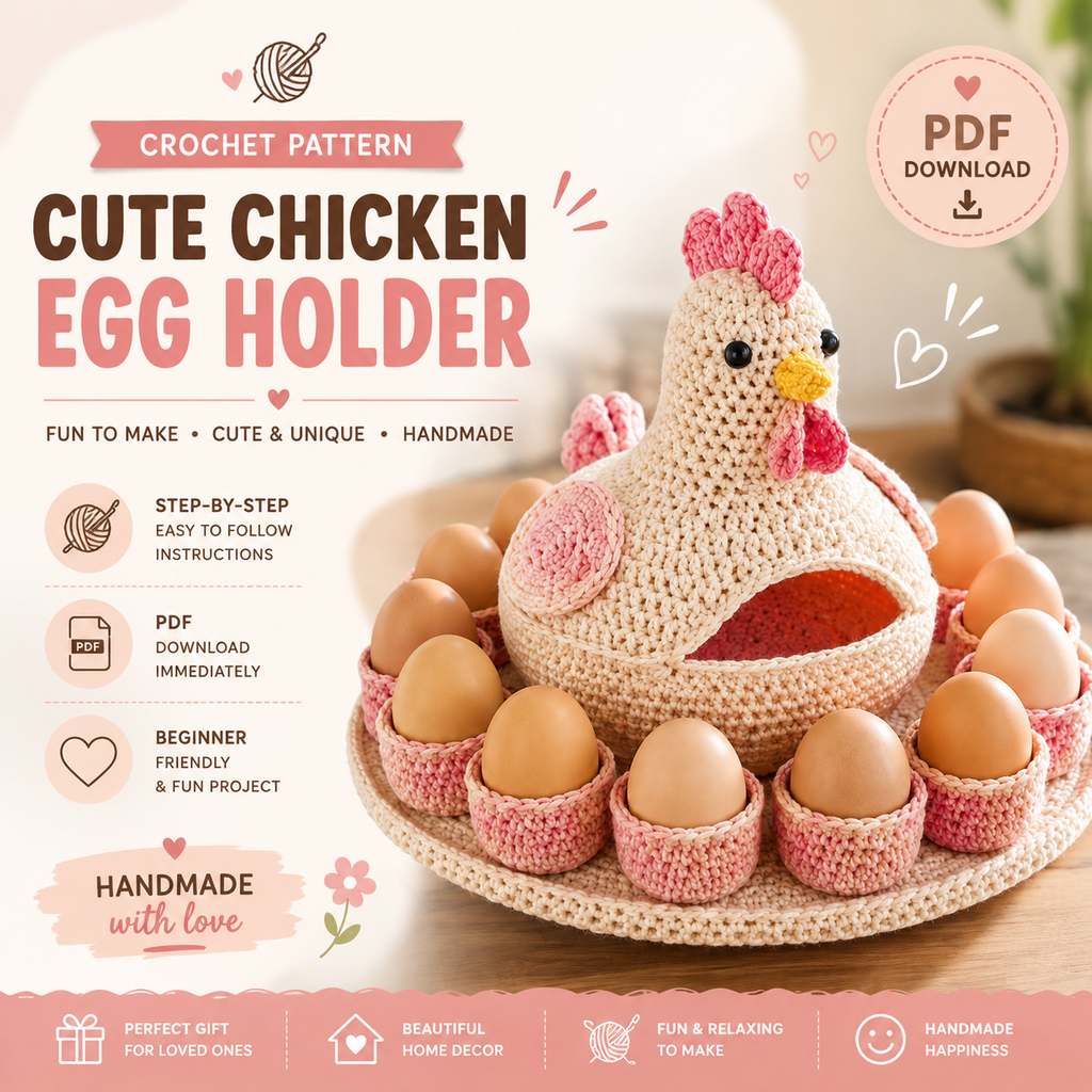 Crochet Chicken Egg Holder Pattern | Egg Basket PDF