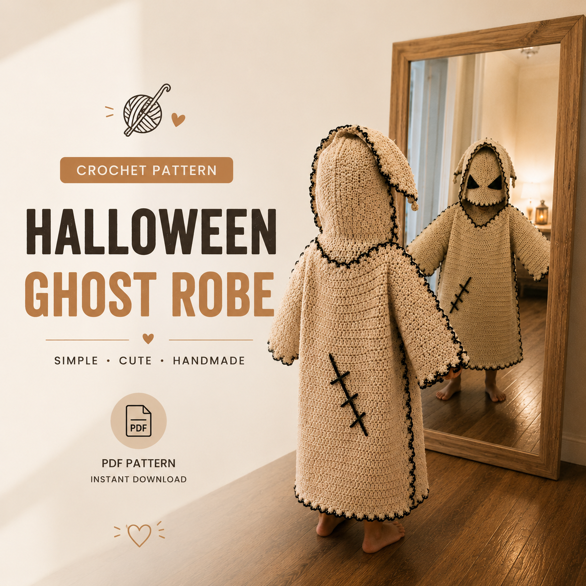Halloween Ghost Robe Crochet Pattern PDF | Spooky Ghost Costume | DIY Halloween Crochet Pattern | Instant Digital Download