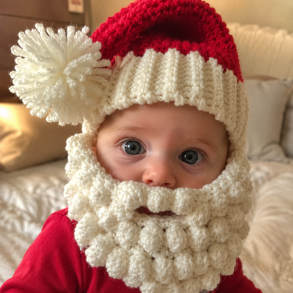 Santa Baby Crochet Pattern, Santa Hat and Beard Pattern, Baby Christmas Crochet Pattern, Santa Costume PDF, Christmas Photo Prop, Instant Download