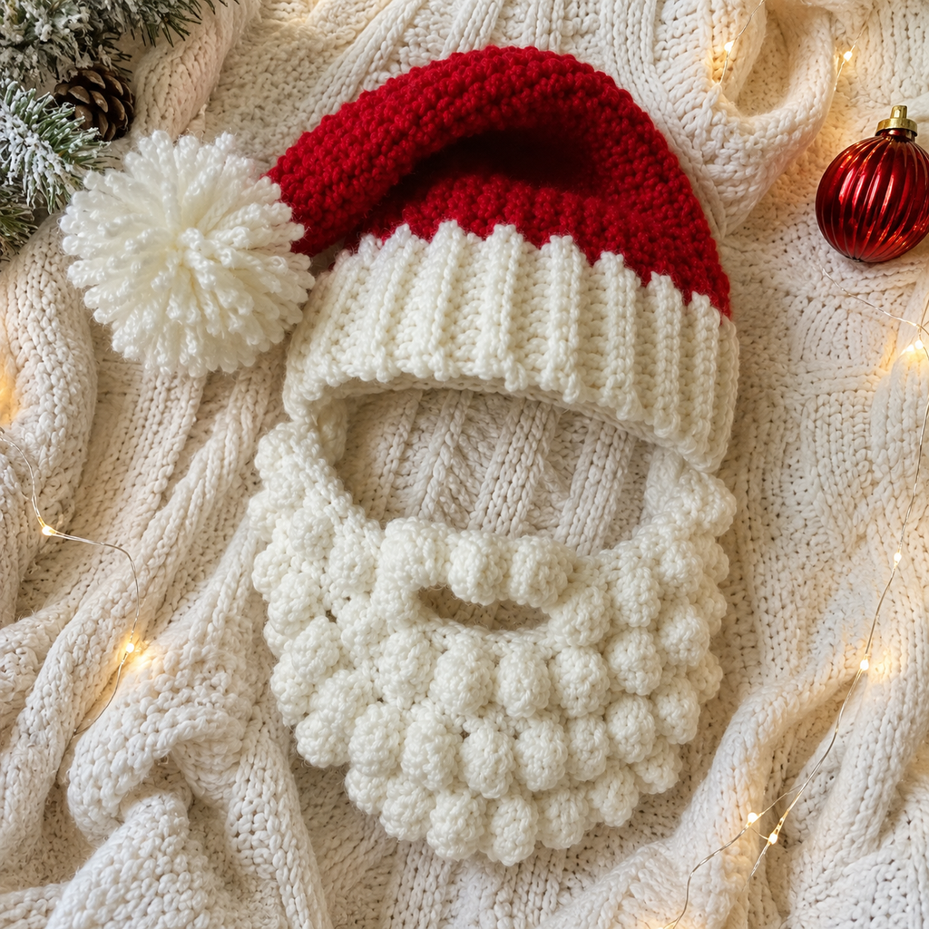 Santa Baby Crochet Pattern, Santa Hat and Beard Pattern, Baby Christmas Crochet Pattern, Santa Costume PDF, Christmas Photo Prop, Instant Download