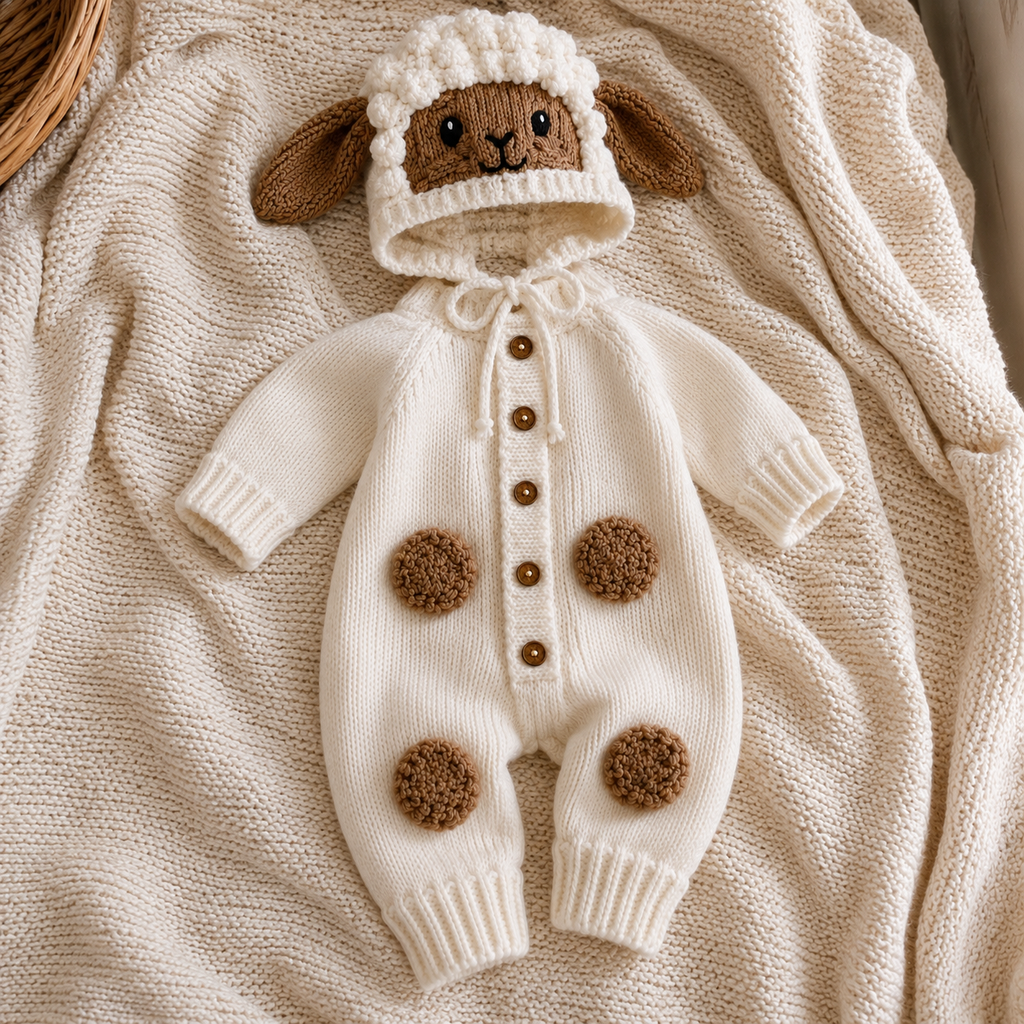 Lamb Baby Crochet Pattern PDF | Sheep Baby Romper & Hat Pattern | Newborn Crochet Outfit | Baby Costume | Baby Shower Gift