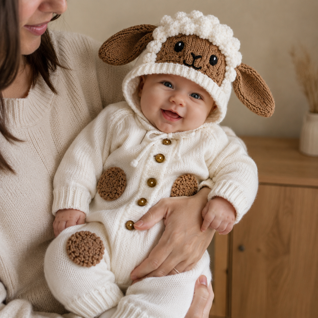 Lamb Baby Crochet Pattern PDF | Sheep Baby Romper & Hat Pattern | Newborn Crochet Outfit | Baby Costume | Baby Shower Gift