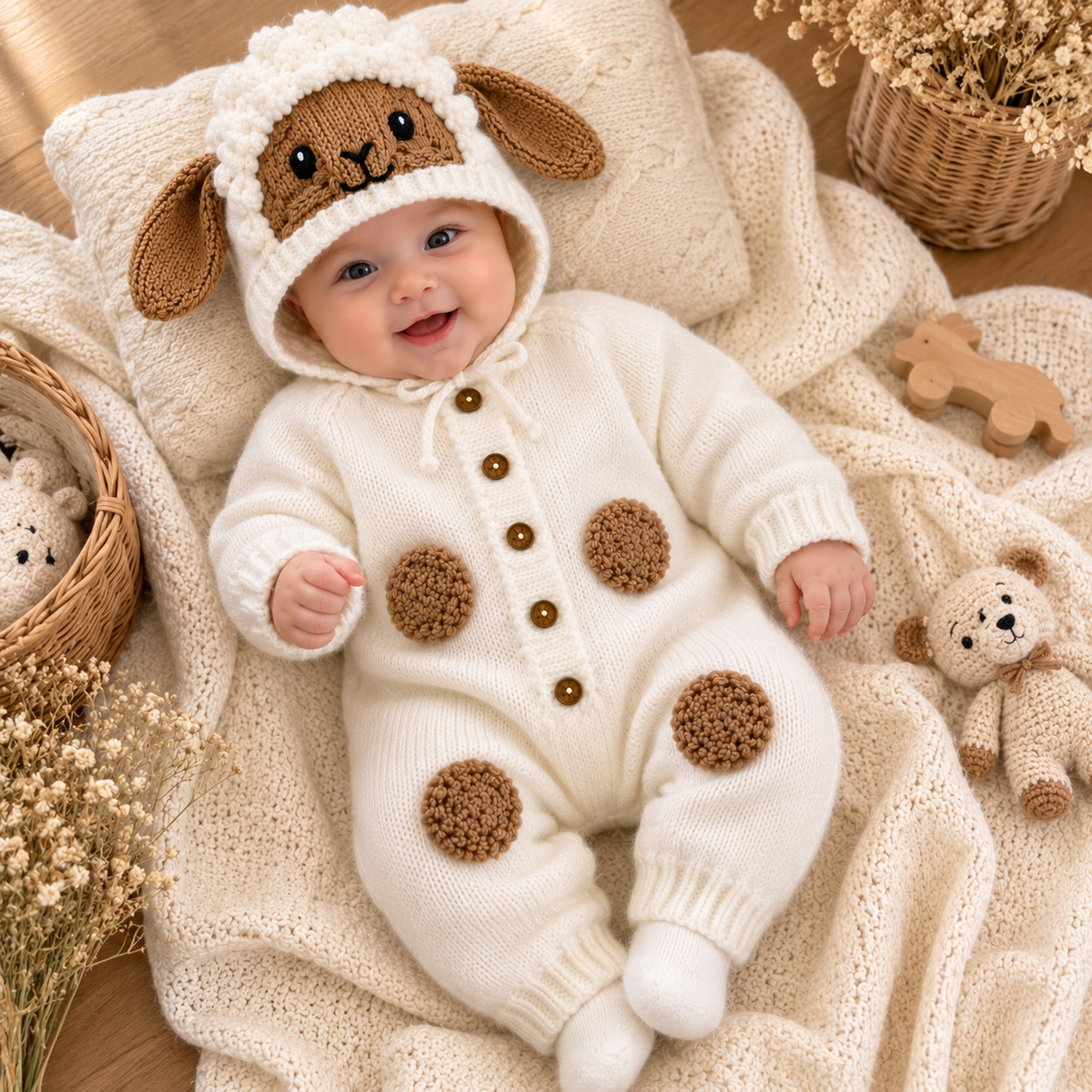 Lamb Baby Crochet Pattern PDF | Sheep Baby Romper & Hat Pattern | Newborn Crochet Outfit | Baby Costume | Baby Shower Gift