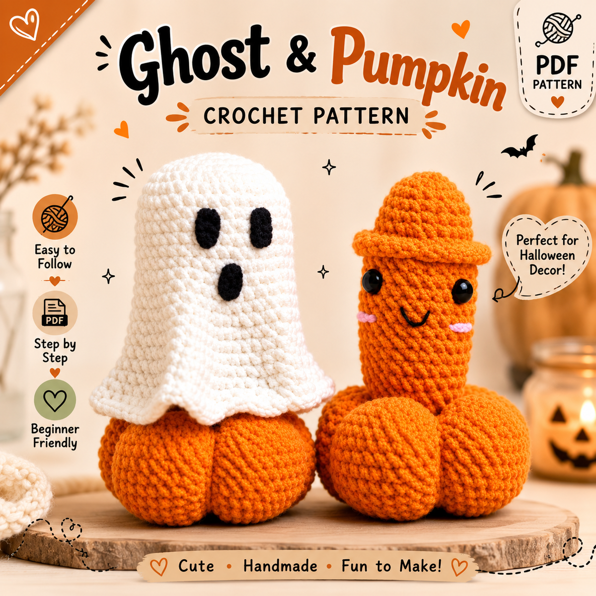 Halloween Crochet Pattern PDF – Ghost & Witch Amigurumi Duo, Spooky Crochet Pattern, Instant Download