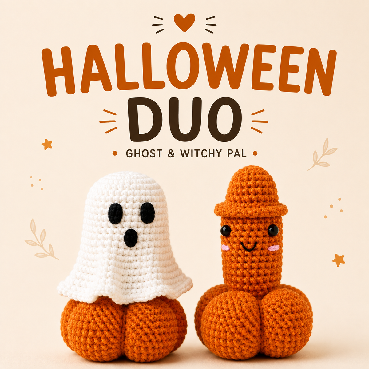 Halloween Crochet Pattern PDF – Ghost & Witch Amigurumi Duo, Spooky Crochet Pattern, Instant Download