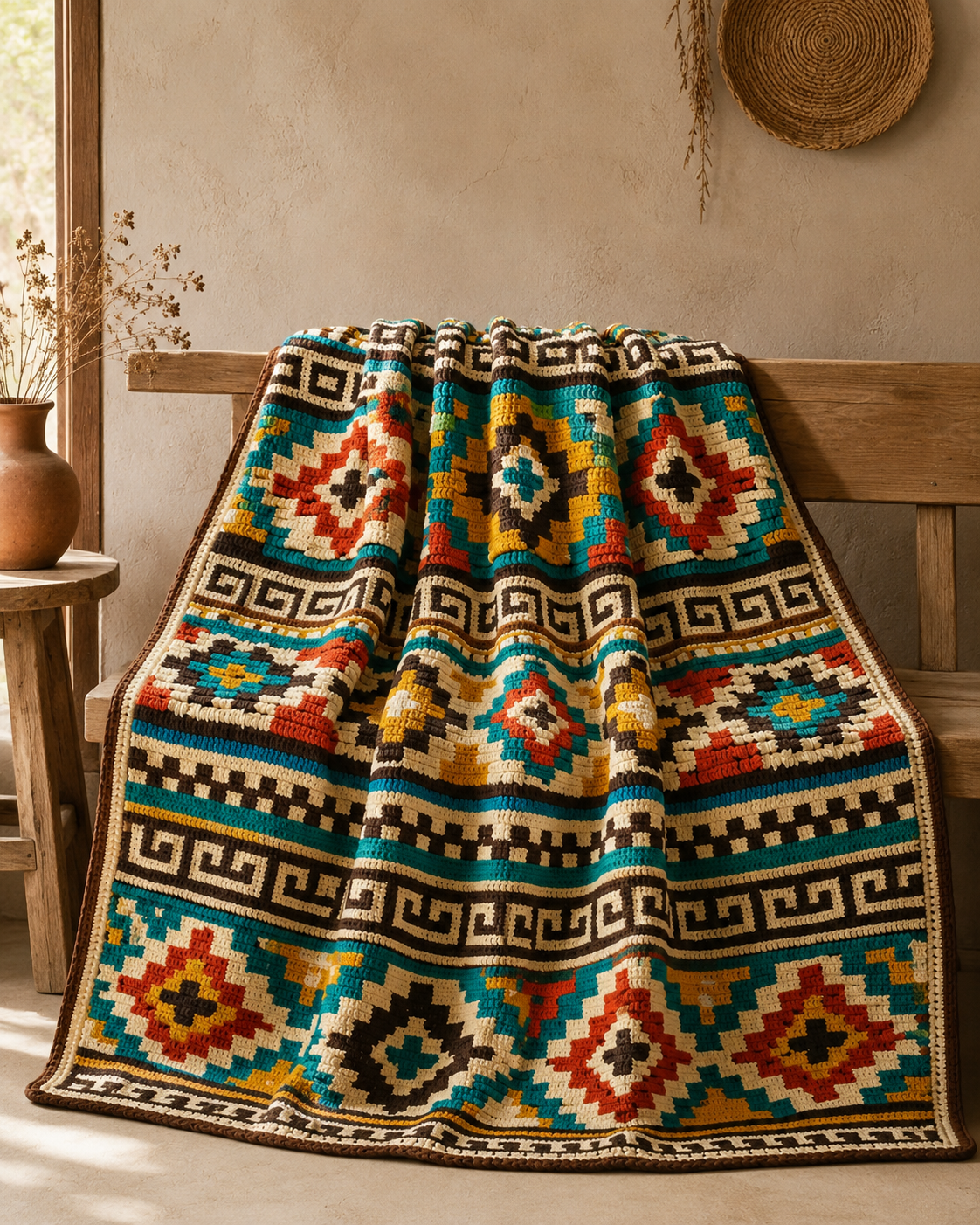 Southwest Crochet Blanket Pattern – Southwestern Afghan PDF, Boho Geometric Throw, Digital Crochet Pattern