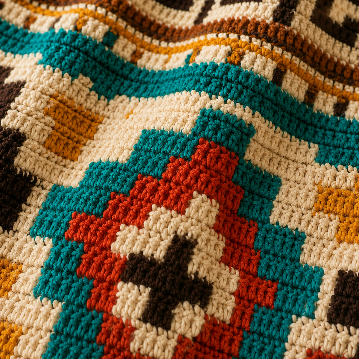 Southwest Crochet Blanket Pattern – Southwestern Afghan PDF, Boho Geometric Throw, Digital Crochet Pattern