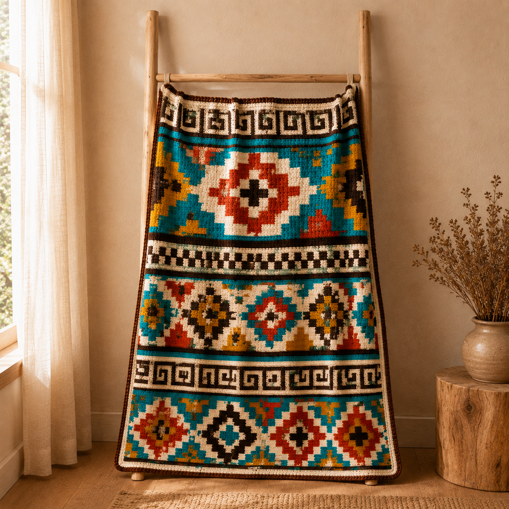Southwest Crochet Blanket Pattern – Southwestern Afghan PDF, Boho Geometric Throw, Digital Crochet Pattern