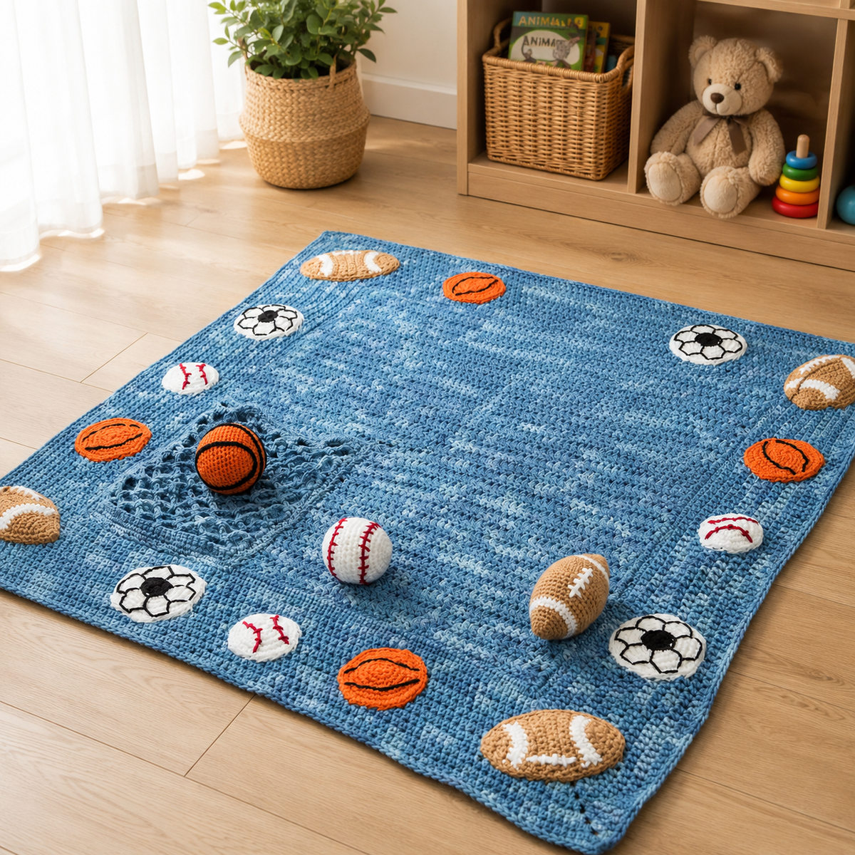 Sports Baby Blanket Crochet Pattern – Digital PDF | Football, Basketball & Baseball Baby Blanket