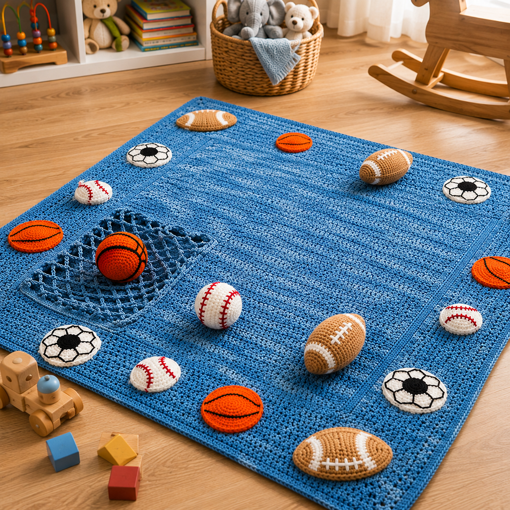 Sports Baby Blanket Crochet Pattern – Digital PDF | Football, Basketball & Baseball Baby Blanket