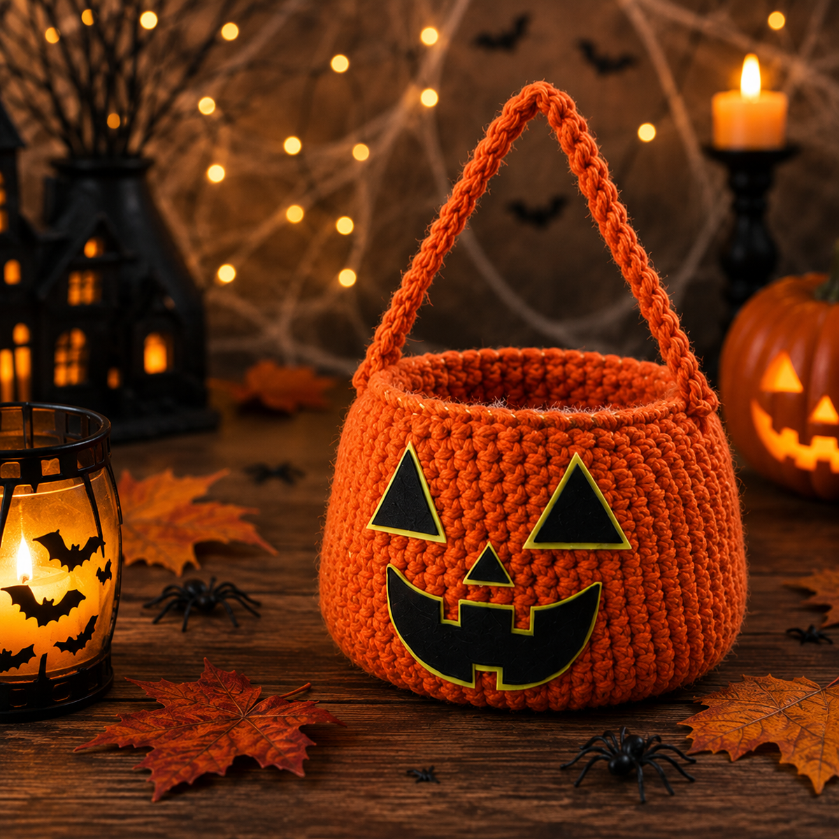 Halloween Crochet Basket Pattern PDF – Pumpkin & Black Cat Treat Baskets, Spooky Halloween Crochet Pattern