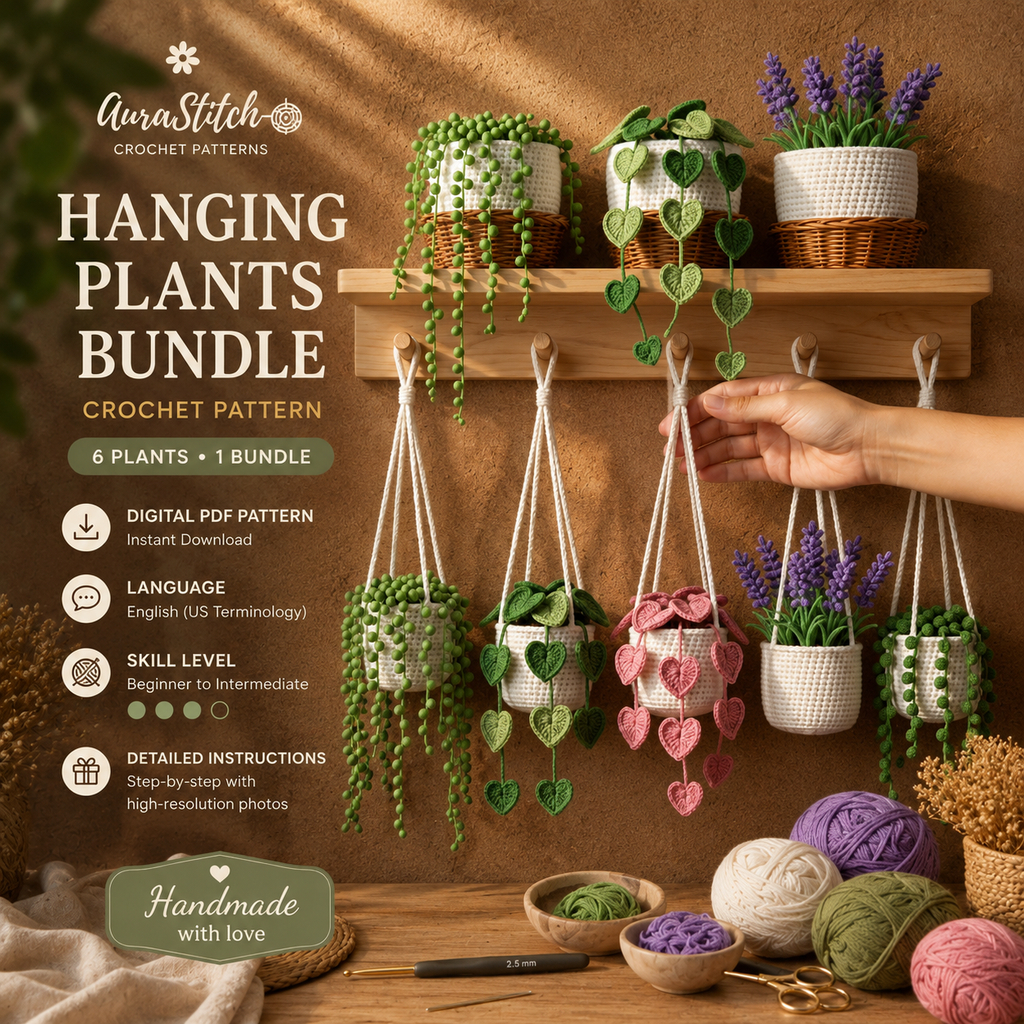 Crochet Plant Hanger Patterns PDF Bundle | 6 Hanging Planter Patterns | Digital Download