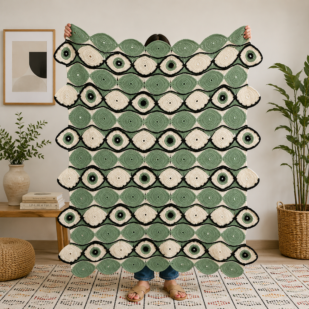 Evil Eye Crochet Blanket Pattern PDF | Modern Afghan Pattern