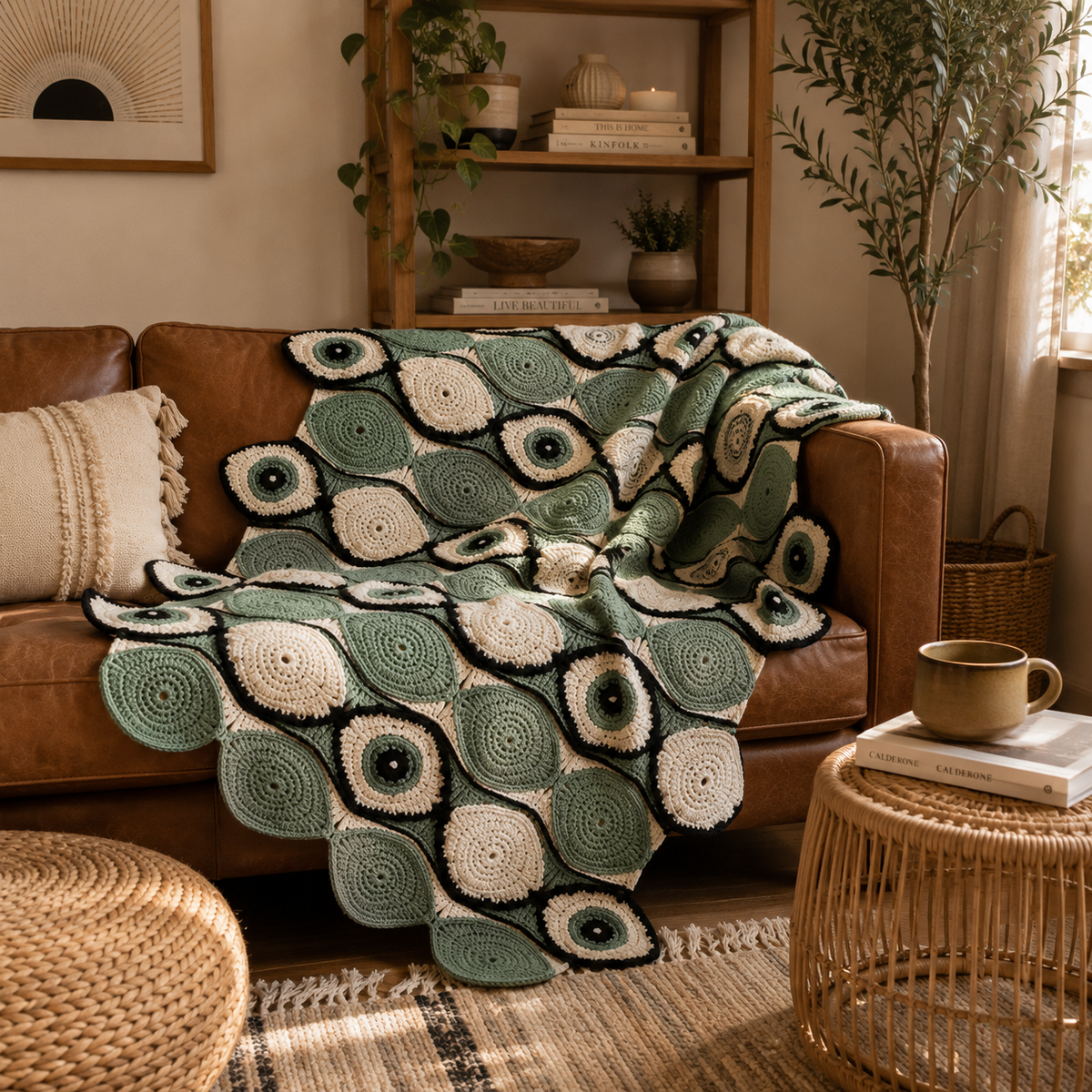 Evil Eye Crochet Blanket Pattern PDF | Modern Afghan Pattern