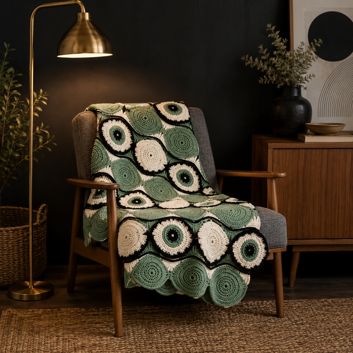 Evil Eye Crochet Blanket Pattern PDF | Modern Afghan Pattern