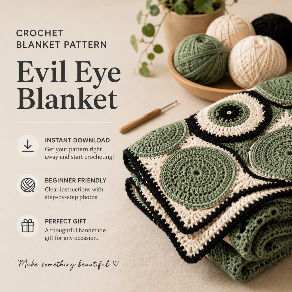 Evil Eye Crochet Blanket Pattern PDF | Modern Afghan Pattern