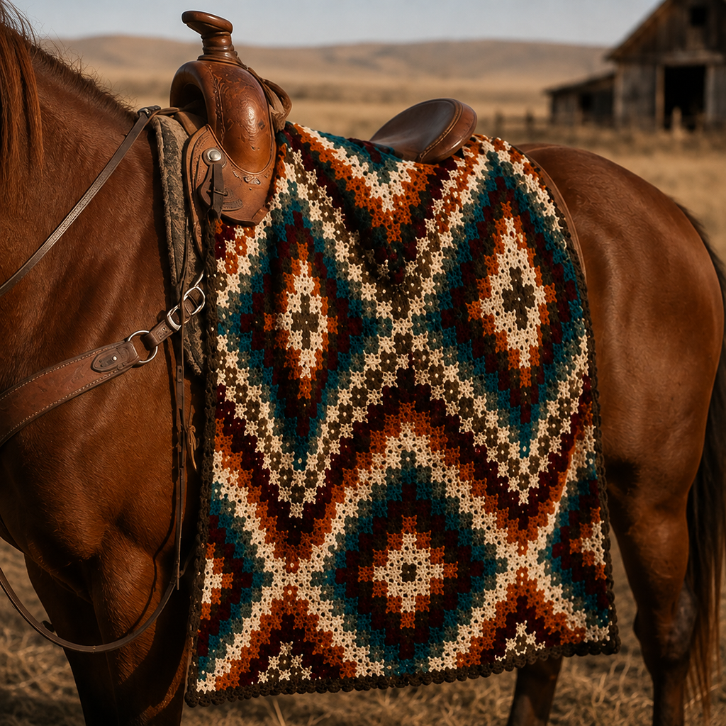 Vintage Western Crochet Blanket Pattern PDF, Southwestern Throw