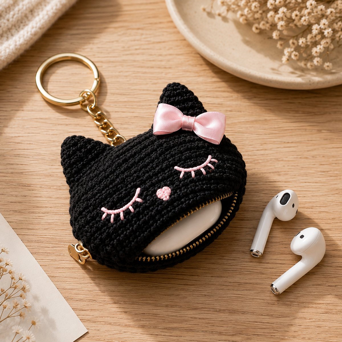 Sleepy Kitty AirPods Case Crochet Pattern PDF | Cat Earbud Case Pattern | Crochet AirPods Pouch | Digital Download