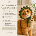 Flower Cat Bonnet Crochet Pattern PDF, Petal Garden Cat Hat Pattern, Crochet Cat Bonnet, Floral Pet Hat, Cute Cat Accessory PDF