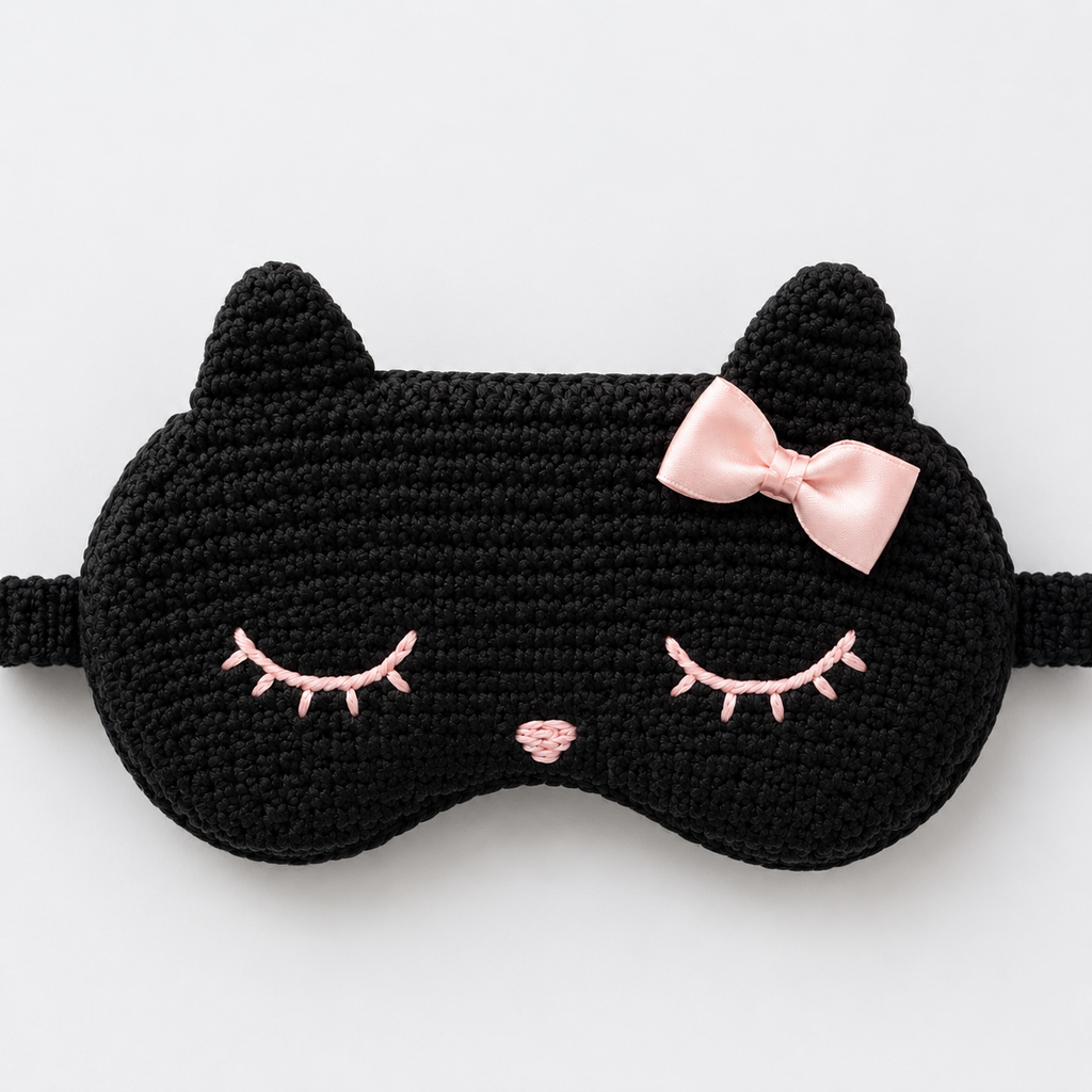 Cat Sleep Mask Crochet Pattern PDF | Midnight Kitty Eye Mask Pattern | Crochet Sleep Mask | Cat Lover Gift | Digital Download