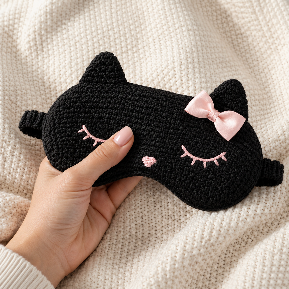 Cat Sleep Mask Crochet Pattern PDF | Midnight Kitty Eye Mask Pattern | Crochet Sleep Mask | Cat Lover Gift | Digital Download
