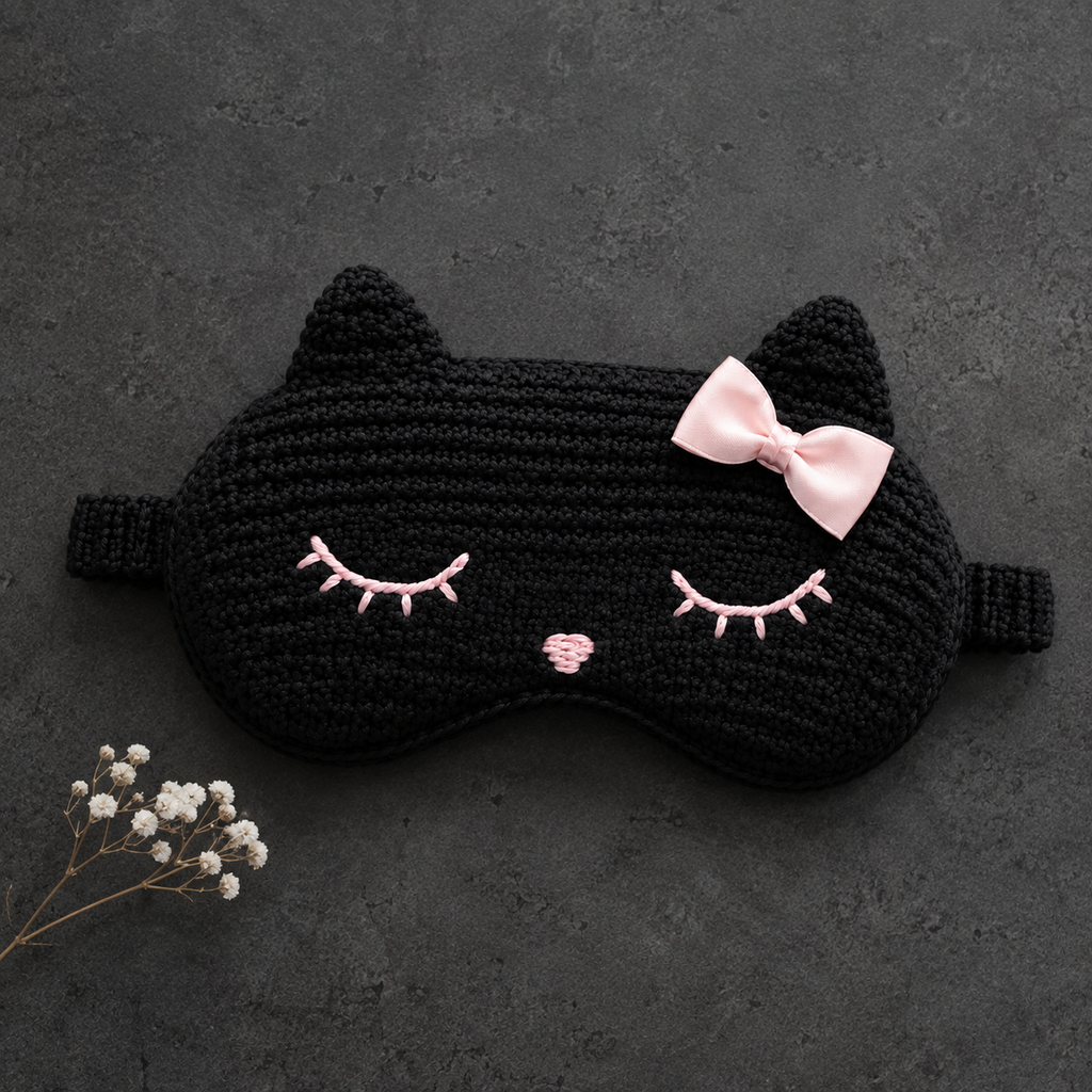 Cat Sleep Mask Crochet Pattern PDF | Midnight Kitty Eye Mask Pattern | Crochet Sleep Mask | Cat Lover Gift | Digital Download