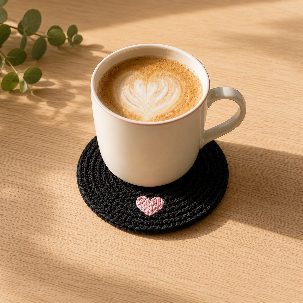 Heart Coaster Crochet Pattern PDF | Black Crochet Coaster Pattern | Valentine Home Decor | Mug Coaster | Beginner Crochet Pattern