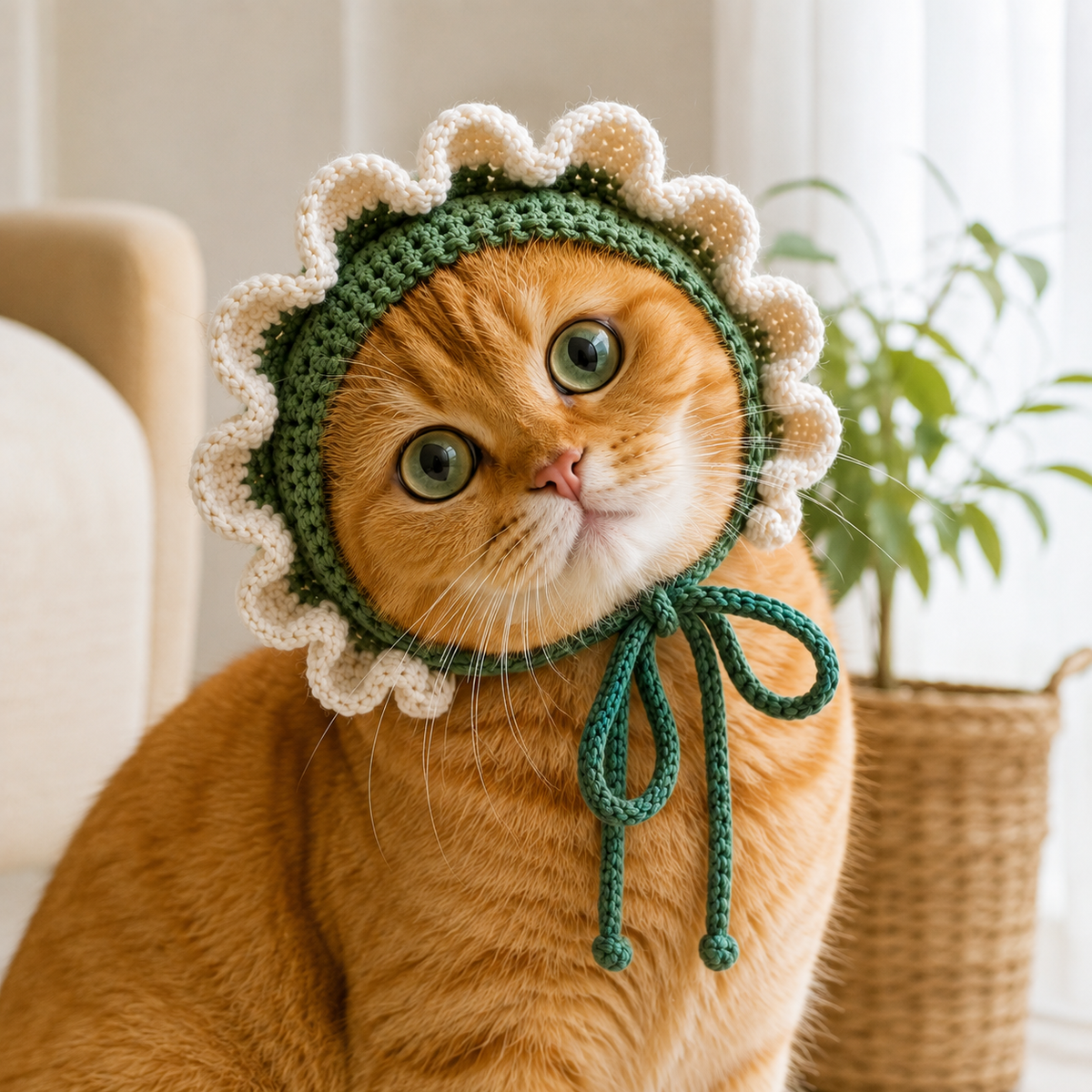 Flower Cat Bonnet Crochet Pattern PDF, Petal Garden Cat Hat Pattern, Crochet Cat Bonnet, Floral Pet Hat, Cute Cat Accessory PDF