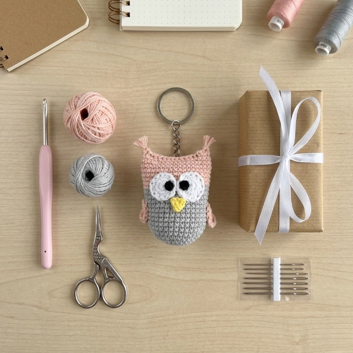 Owl Keychain Crochet Pattern PDF | Cute Crochet Keychain Pattern | Digital Download