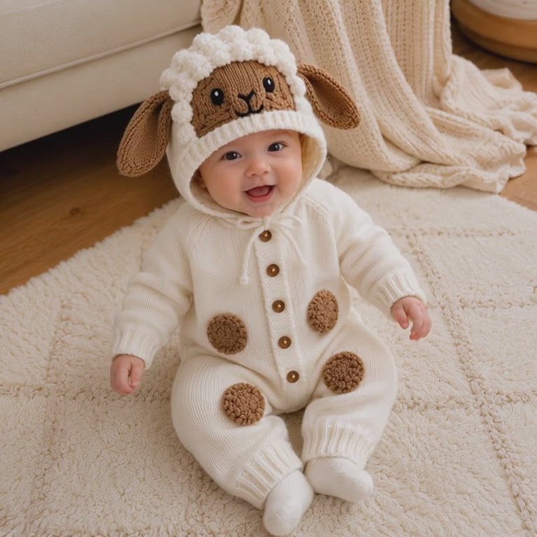 Lamb Baby Crochet Pattern PDF | Sheep Baby Romper & Hat Pattern | Newborn Crochet Outfit | Baby Costume | Baby Shower Gift