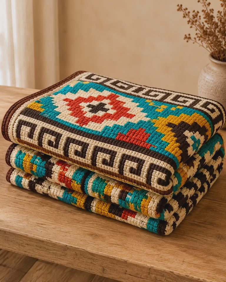 Southwest Crochet Blanket Pattern – Southwestern Afghan PDF, Boho Geometric Throw, Digital Crochet Pattern